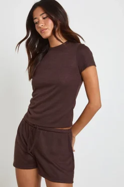 Short À Cordon En Tissu Slub