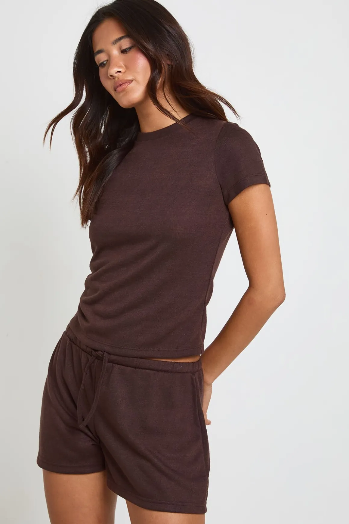 Short À Cordon En Tissu Slub