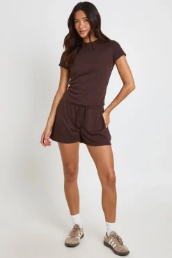 Short À Cordon En Tissu Slub