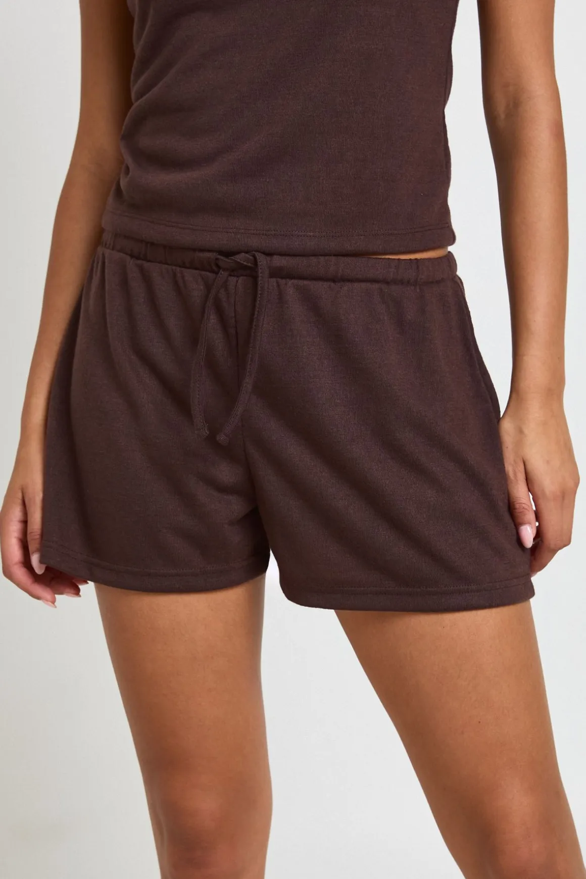 Short À Cordon En Tissu Slub