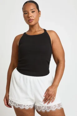 boohoo Short Court Évasé En Mousseline Avec Bordure En Dentelle Grande Taille<Femme Satin Et Dentelle|Shorts
