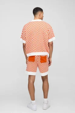boohooMAN Short décontracté en jacquard à carreaux tricoté<Homme Shorts|Maille