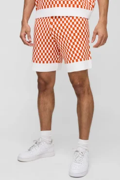 boohooMAN Short décontracté en jacquard à carreaux tricoté<Homme Shorts|Maille