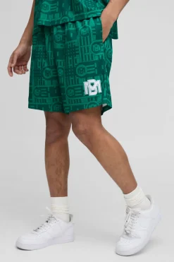Short décontracté mi-long en maille brodée