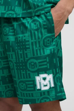 Short décontracté mi-long en maille brodée