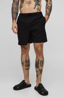 boohooMAN Short de bain à carreaux en seersucker mi-long<Homme Shorts|Maillots De Bainnouveau