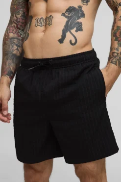 boohooMAN Short de bain à carreaux en seersucker mi-long<Homme Shorts|Maillots De Bainnouveau