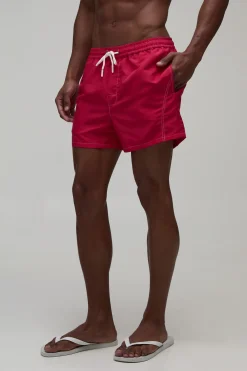 Short De Bain Coupe Courte À Surpiqûres Contrastées