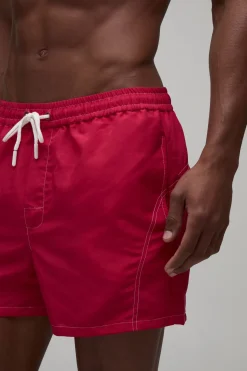Short De Bain Coupe Courte À Surpiqûres Contrastées