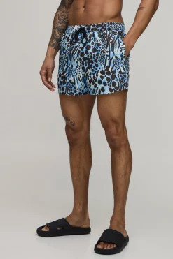 boohooMAN Short De Bain Court À Imprimé Animal<Homme Shorts|Tout Afficher
