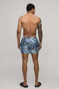 boohooMAN Short De Bain Court À Imprimé Animal<Homme Shorts|Tout Afficher
