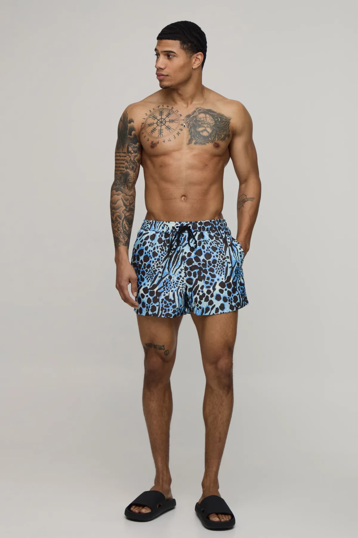 boohooMAN Short De Bain Court À Imprimé Animal<Homme Shorts|Tout Afficher