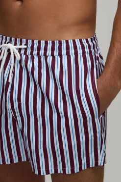 boohooMAN Short De Bain Court À Rayures<Homme Maillots De Bainnouveau