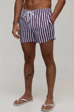boohooMAN Short De Bain Court À Rayures<Homme Maillots De Bainnouveau