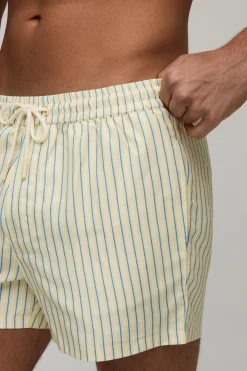 boohooMAN Short De Bain Court À Rayures<Homme Maillots De Bainnouveau