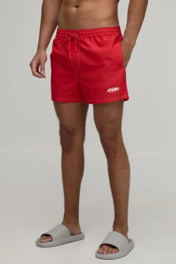 Short De Bain Homme Brodé Longueur Courte Avec Coutures Contrastées