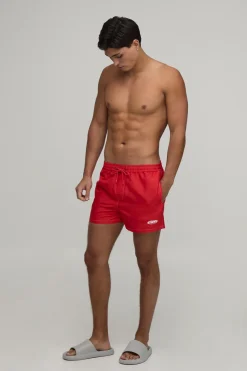 Short De Bain Homme Brodé Longueur Courte Avec Coutures Contrastées