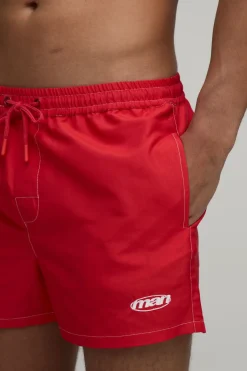 Short De Bain Homme Brodé Longueur Courte Avec Coutures Contrastées
