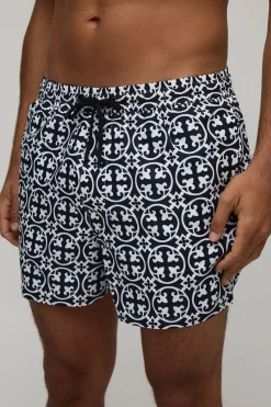 boohooMAN Short De Bain Imprimé Abstrait Longueur Courte<Homme Maillots De Bainnouveau
