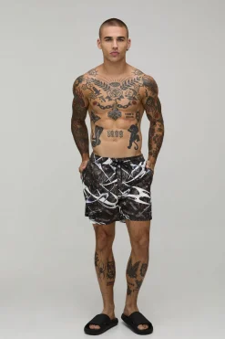 boohooMAN Short De Bain Longueur Courte Imprimé Tribal Camouflage<Homme Shorts|Maillots De Bainnouveau