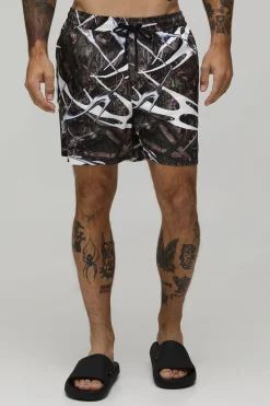 boohooMAN Short De Bain Longueur Courte Imprimé Tribal Camouflage<Homme Shorts|Maillots De Bainnouveau