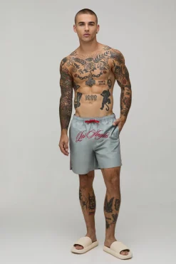 Short De Bain Mi-long Avec Broderie À L'entrejambe