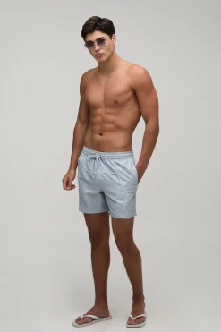 Short De Bain Mi-long Avec Passepoil Contrasté