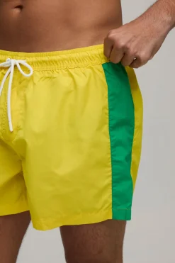 Short De Bain Mi-Long À Bandes Latérales