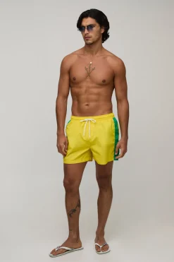 Short De Bain Mi-Long À Bandes Latérales