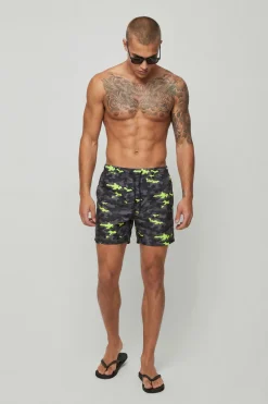 boohooMAN Short De Bain Mi-Long Camouflage<Homme Maillots De Bainnouveau