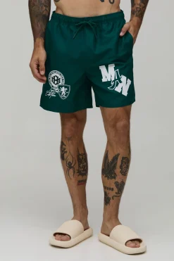 Short De Bain Mi-long À Écusson Varsity