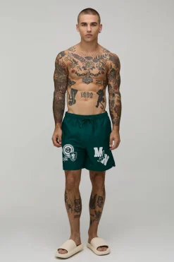 Short De Bain Mi-long À Écusson Varsity