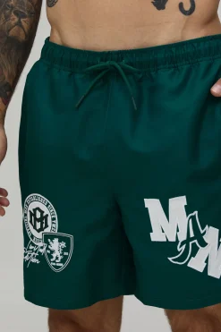 Short De Bain Mi-long À Écusson Varsity