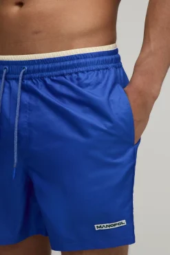 boohooMAN Short De Bain Mi-long À Double Ceinture Contrastée<Homme Shorts|Maillots De Bainnouveau