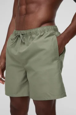 Short de bain mi-long en kaki