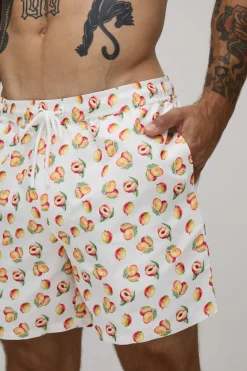 Short De Bain Mi-long À Imprimé Fruits