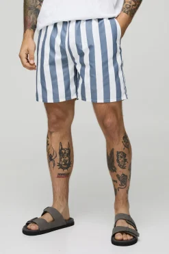 boohooMAN Short de bain mi-long imprimé à larges rayures<Homme Shorts|Maillots De Bainnouveau