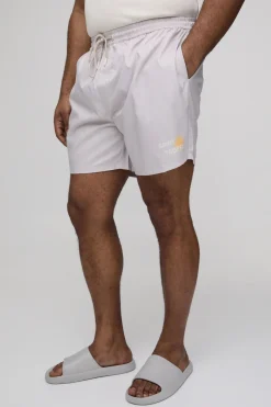 boohooMAN Short De Bain Mi-long À Imprimé Placement Plus St Tropez<Homme Shorts|Tout Afficher