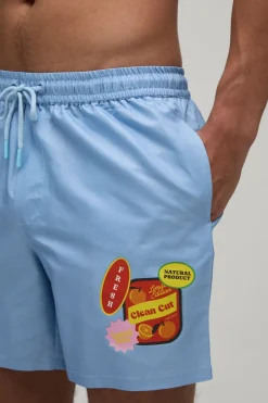 Short De Bain Mi-long Imprimé Stickers