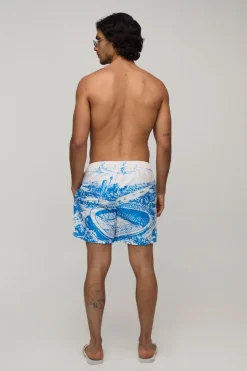 Short De Bain Mi-long Paysage Urbain Stade De Football