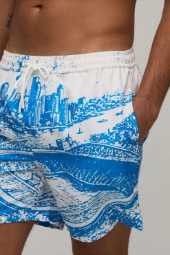 Short De Bain Mi-long Paysage Urbain Stade De Football