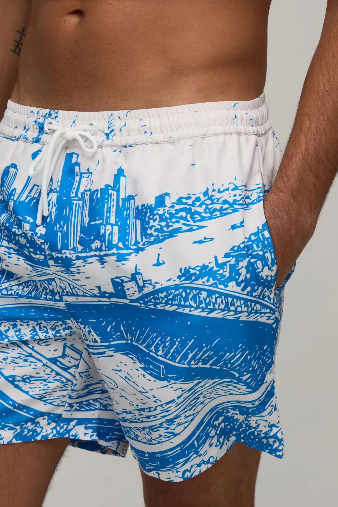 Short De Bain Mi-long Paysage Urbain Stade De Football