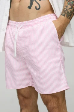 Short de bain mi-long à petit imprimé rayé