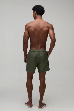 Short De Bain Mi-long À Poche Cargo Et Coutures Contrastées
