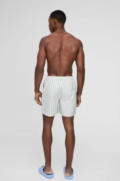boohooMAN Short de bain mi-long rayé<Homme Shorts|Maillots De Bainnouveau