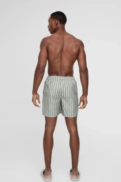 boohooMAN Short de bain mi-long à rayures<Homme Maillots De Bainnouveau