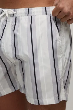 boohooMAN Short De Bain Mi-long À Rayures<Homme Maillots De Bainnouveau