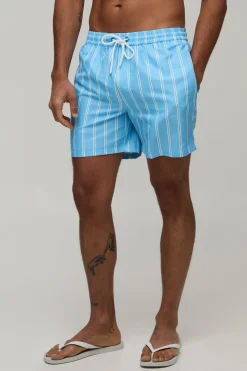 Short De Bain Mi-long À Rayures