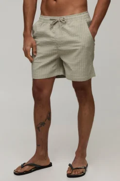boohooMAN Short De Bain Mi-long Texturé<Homme Maillots De Bainnouveau