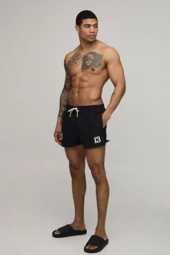 boohooMAN Short De Bain Super Court À Rayures Brodées<Homme Shorts|Maillots De Bainnouveau